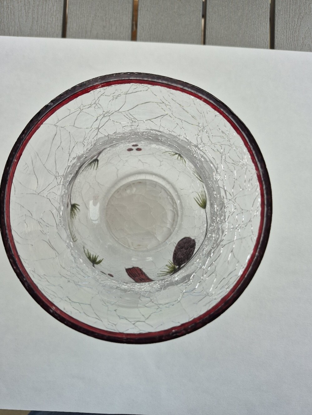 Crackle glass flower vase or candle holder. - Picture 5 of 9